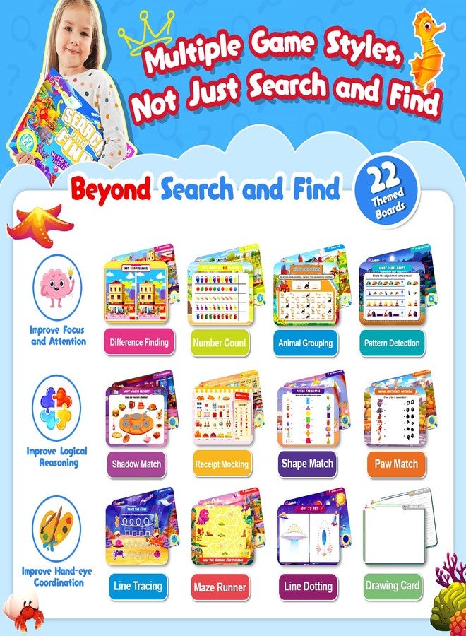 Baobrava Search and Find Game Books - Preschool Learning Activities for Kids Age 3-8, Travel Games for or Road Trip Car Airplane, Educational Seek Activity Birthday Gifts for Boys and Girls - Image 5